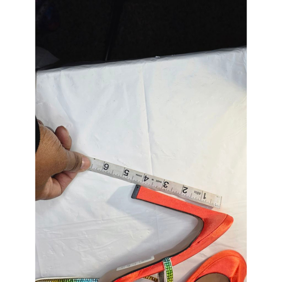 ASOS DESIGN Wide Fit Nectar Embellished Barely There Heeled Sandals Orange 11US - Picture 7 of 7